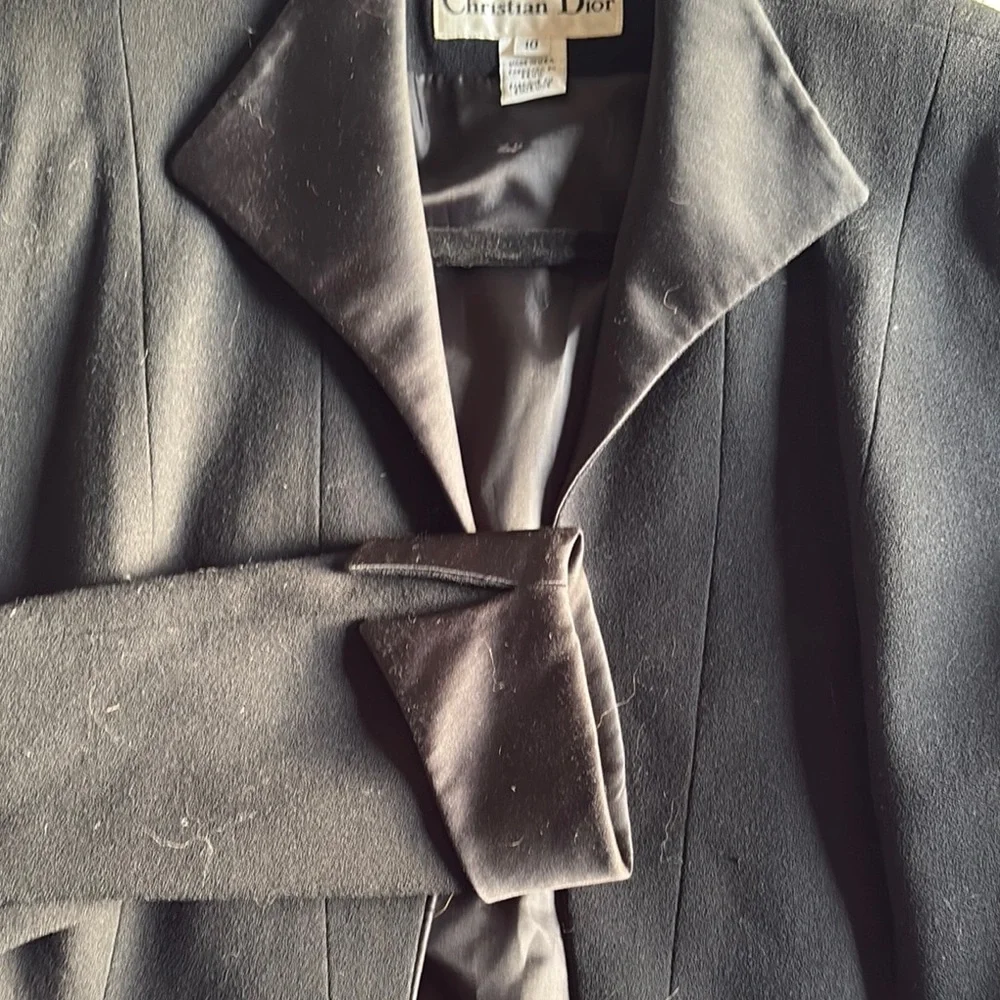 Christian Dior Black Women's Tuxedo Jacket Vintage Wool